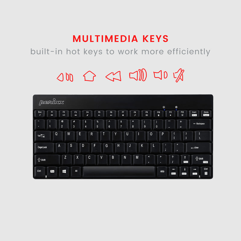 PERIDUO-712 B - Wireless Mini Combo (75% keyboard) with built-in multimedia keys.
