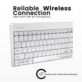 PERIDUO-712 W - Wireless White Mini Combo (75% keyboard). Reliable wireless connection with 2.4GHz nano receiver.