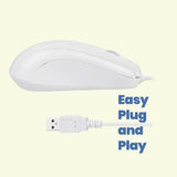 PERIMICE-209 W U - Wired White USB Mouse. Easy plug and play.
