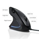 PERIMICE-513 L - Wired Left-Handed Ergonomic Vertical Mouse with 5 buttons and 1 middle wheel.