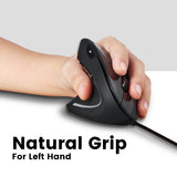 PERIMICE-513 L - Wired Left-Handed Ergonomic Vertical Mouse provides a natural grip for the left hand.