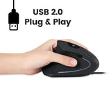 PERIMICE-513 L - Wired Left-Handed Ergonomic Vertical Mouse. Easy plug and play with USB 2.0