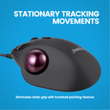 PERIMICE-517 - Wired Ergonomic Vertical Trackball Mouse Silent Click. Stationary tracking movements.