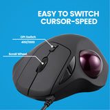 PERIMICE-517 - Wired Ergonomic Vertical Trackball Mouse Silent Click with DPI switch of 400 /1000.