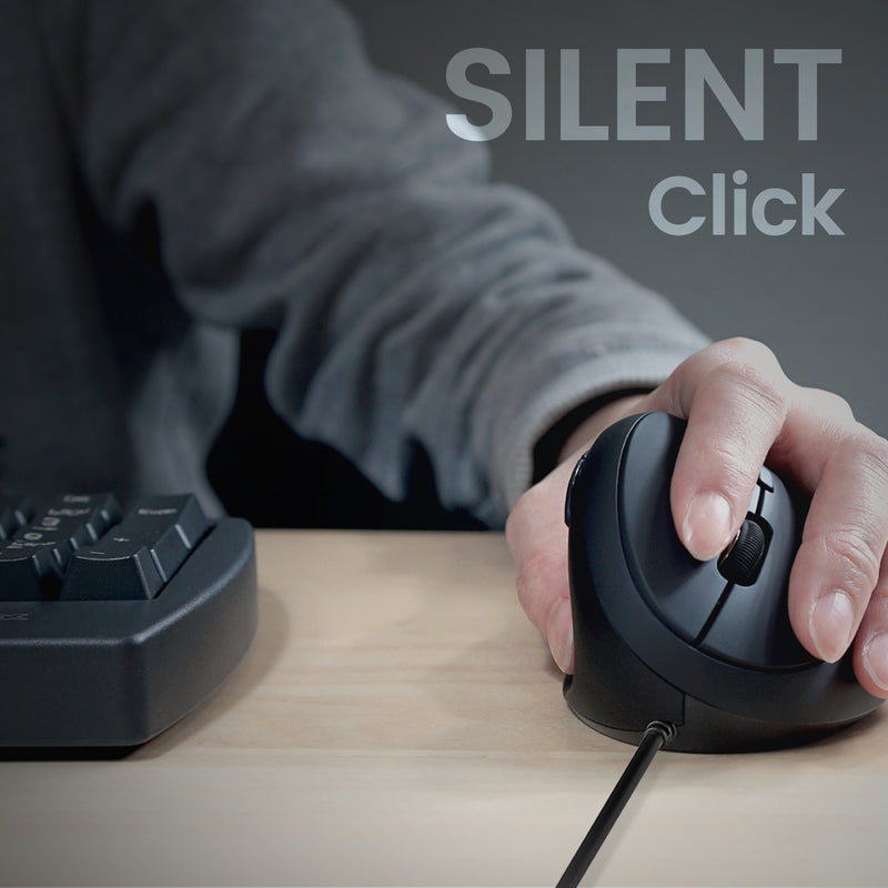 PERIMICE-519 L - Left-Handed Wired Ergonomic Vertical Mouse Silent Click.