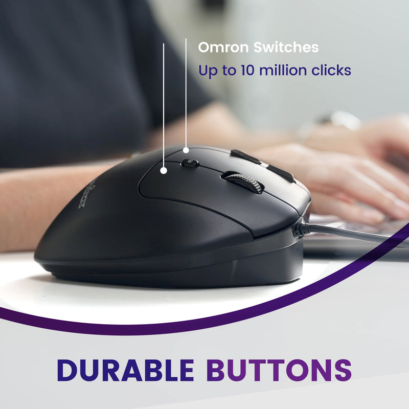 PERIMICE-520 - Wired Ergonomic Vertical Trackball Mouse Adjustable Angle Programmable Buttons. Durable buttons.