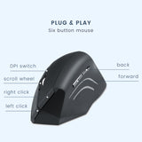 PERIMICE-608 - Wireless Ergonomic Vertical Mouse with 6 Programmable Buttons including scroll wheel and dpi switch.