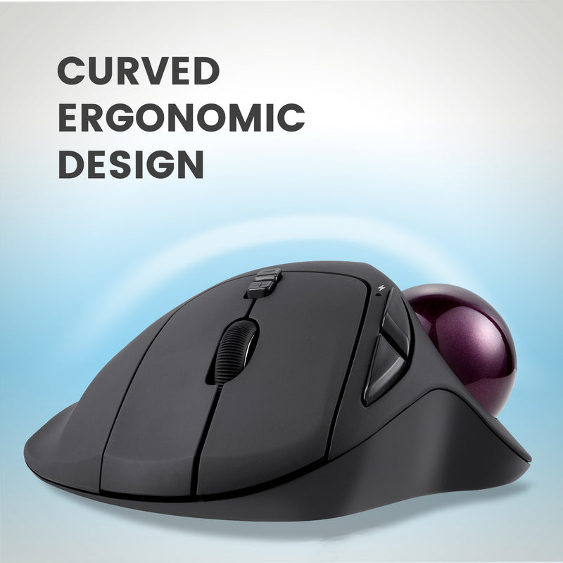 PERIMICE-717 - Wireless Ergonomic Vertical Trackball Mouse Programmable Buttons in curved ergo design