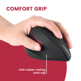 PERIMICE-718 - Left-handed Wireless Ergonomic Vertical Mouse (for large hands) with 3 DPI Levels. Comfort grip with soft, anti-slip rubber coating.
