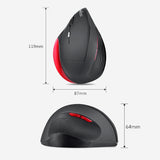 PERIMICE-718 - Left-handed Wireless Ergonomic Vertical Mouse (for large hands) with 3 DPI Levels. 11.9 x 8.7 x 6.4 cm.