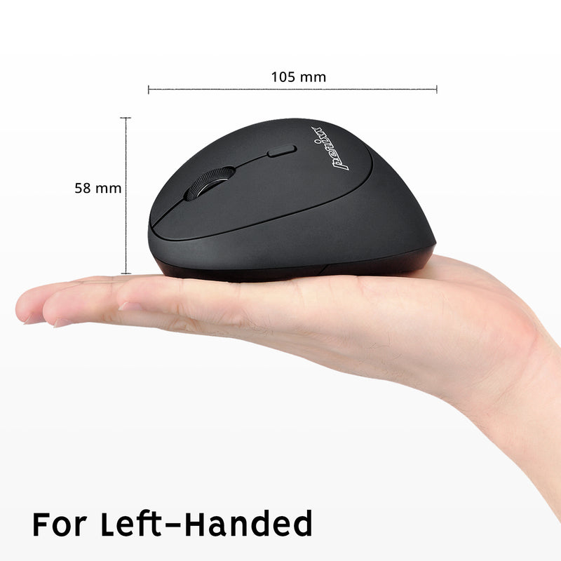 PERIMICE-719L - Left-handed Wireless Ergonomic Mouse Smaller Hand Size Silent Click. 10.5 x 5.8 cm.
