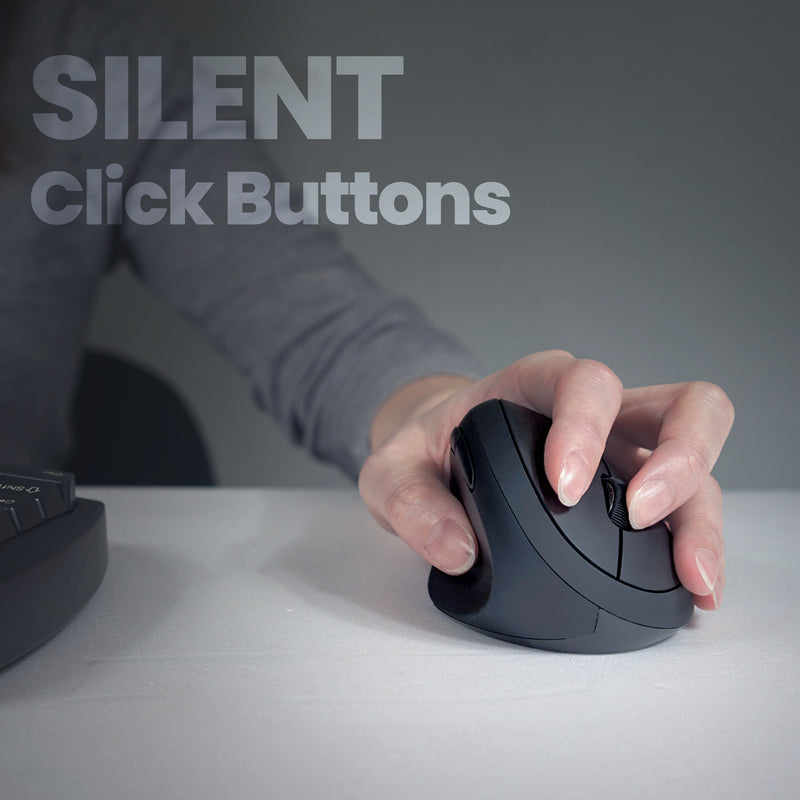 PERIMICE-719L - Left-handed Wireless Ergonomic Mouse Smaller Hand Size with silent click buttons