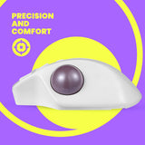 PERIMICE-720 W - Wireless Bluetooth White Ergonomic Vertical Trackball Mouse. Precision and comfort.
