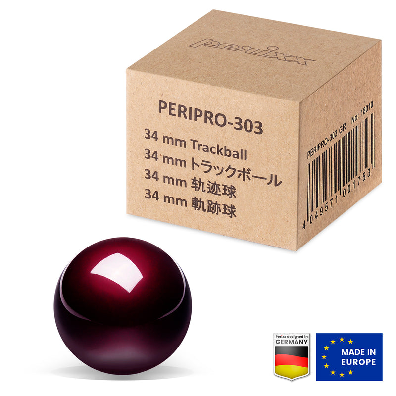 PERIPRO-303 GR - Glossy Red 34mm Trackball with package