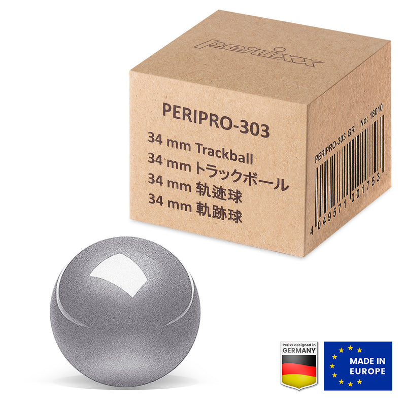 PERIPRO-303 GSL - Glossy Silver 34mm Trackball with package