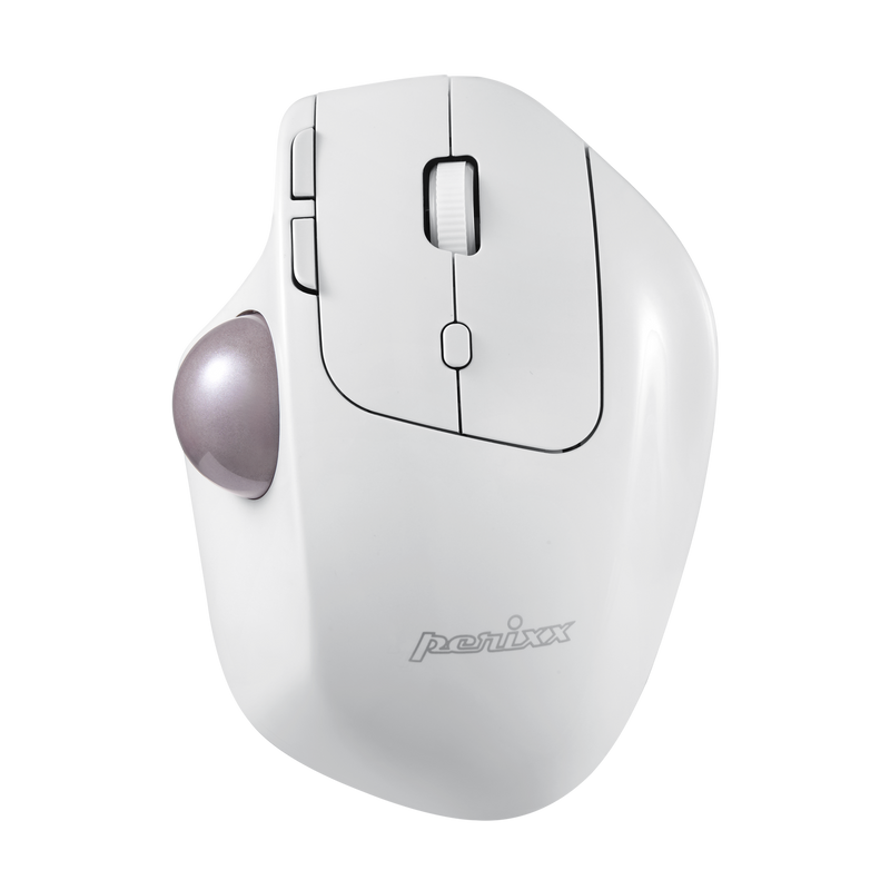 PERIMICE-720 W - Wireless Bluetooth White Ergonomic Vertical Trackball Mouse