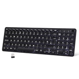 PERIBOARD-733 B Kabellose Tastatur mit Hintergrundbeleuchtung,  Scherentasten, große Buchstaben, weiße Hintergrundbeleuchtung, Schwarz 